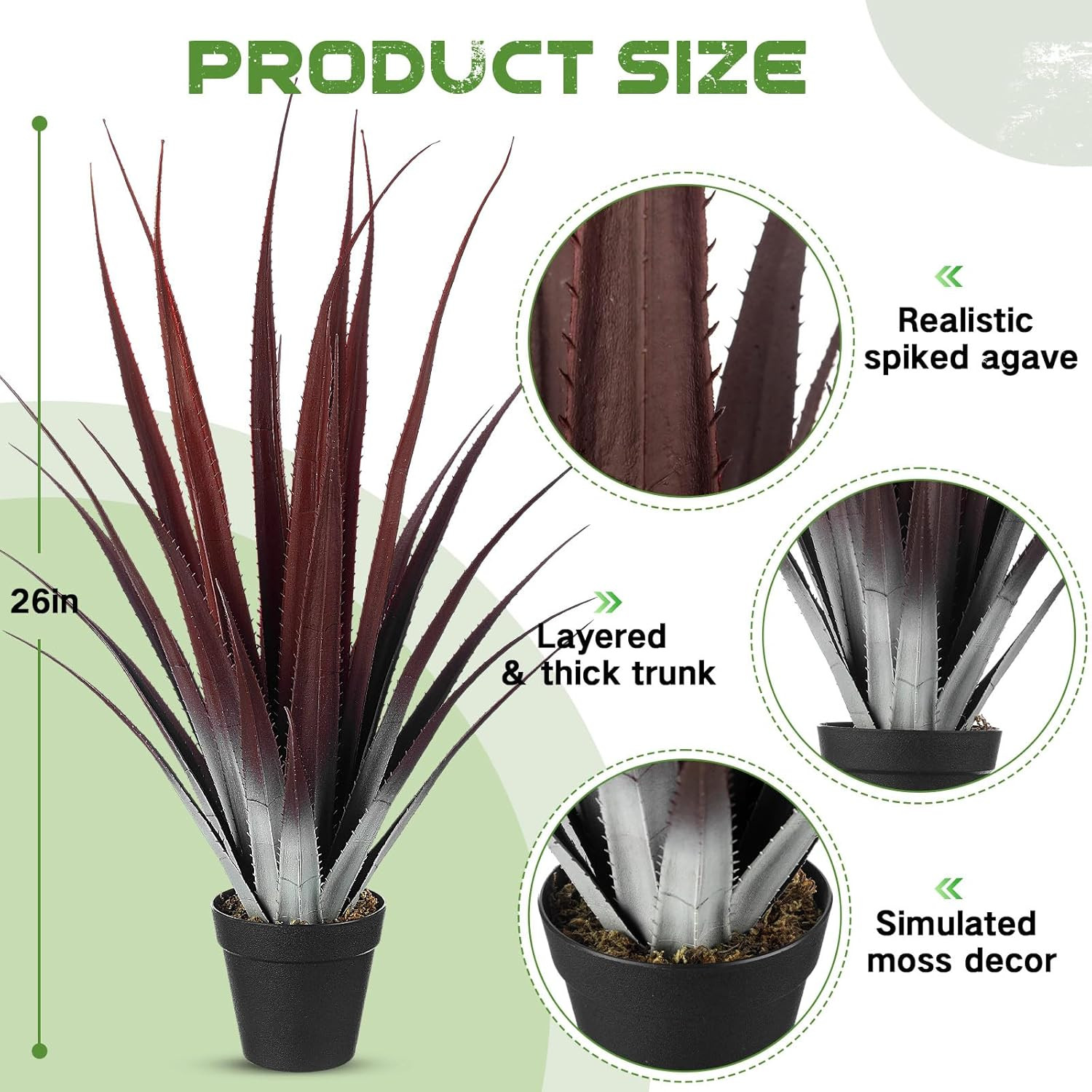 26” Realistic Red Aloe Vera Plant – 2 Pcs Faux Agave for Indoor/Outdoor Decor