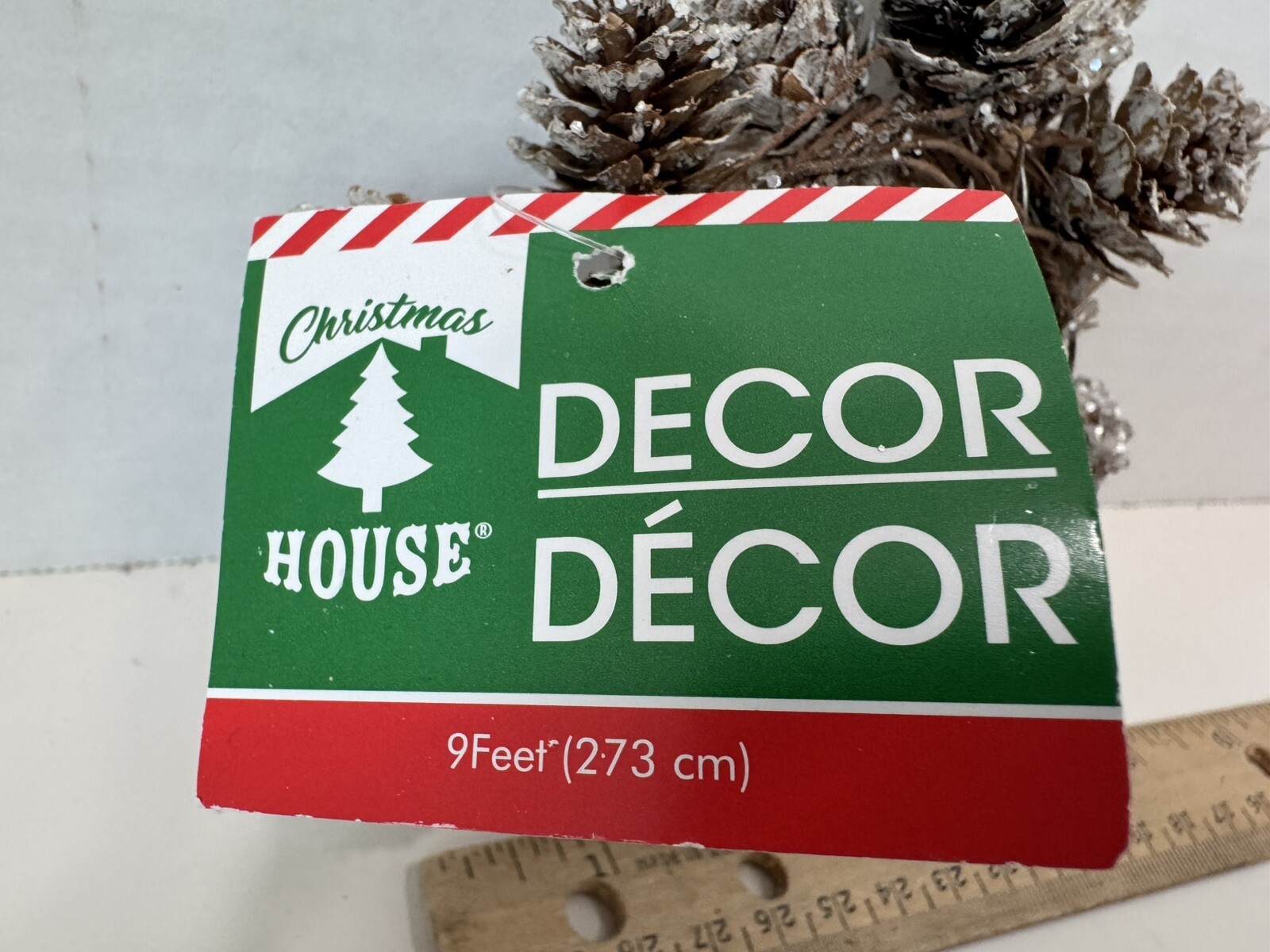 Christmas House 3″ Silver Glitter Pinecone Candle Ring or Mini Wreath, NWT