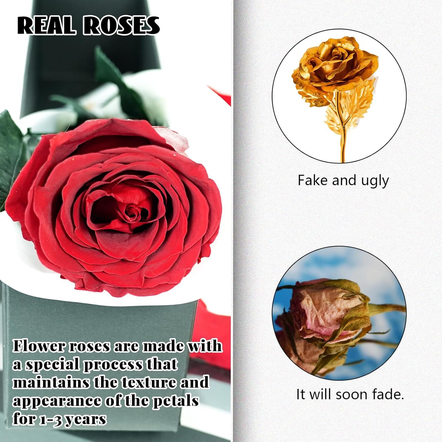 16-Piece Forever Roses Heart-Shaped Box – Real Immortal Preserved Roses Lasting