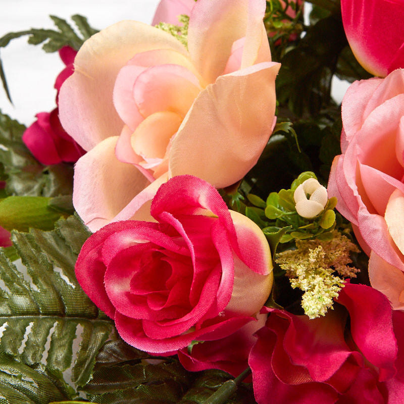 Pink Poly Silk Mixed Rose and Gladiolus Half Bush | For Memorials