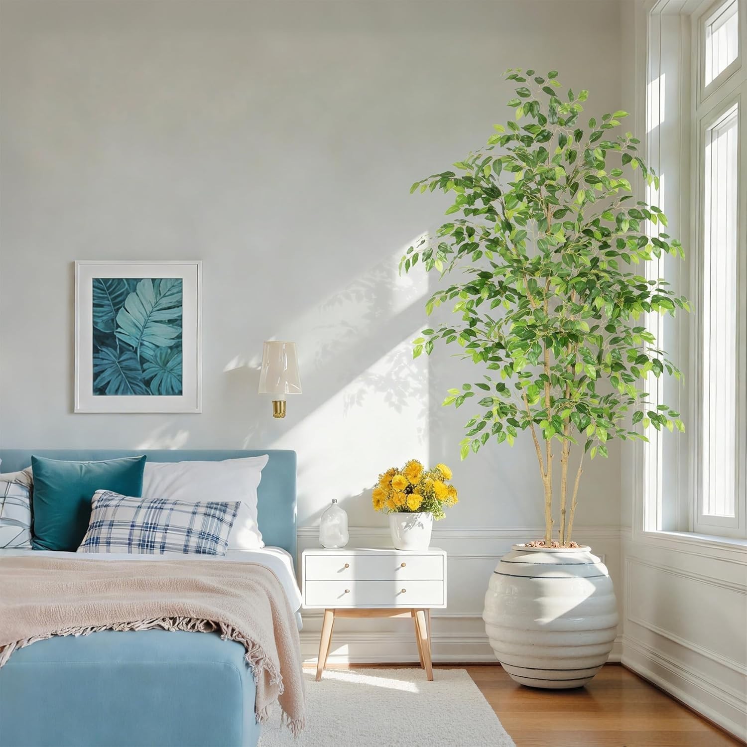 Lifelike 7ft Potted Ficus Tree – Maintenance-Free Indoor & Outdoor Elegance
