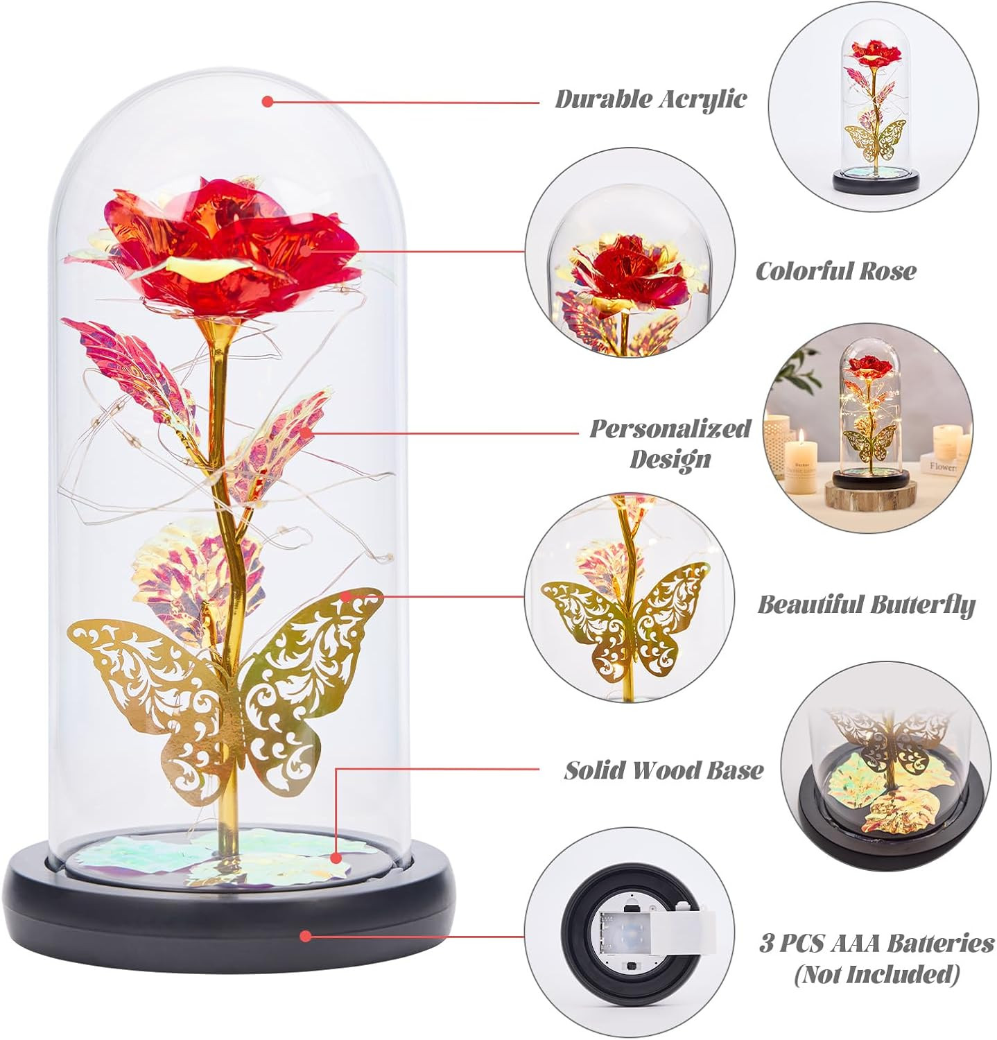 Galaxy Rose Forever Light up – Galaxy Rose Gift for Mom, Artificial Eternal Fore