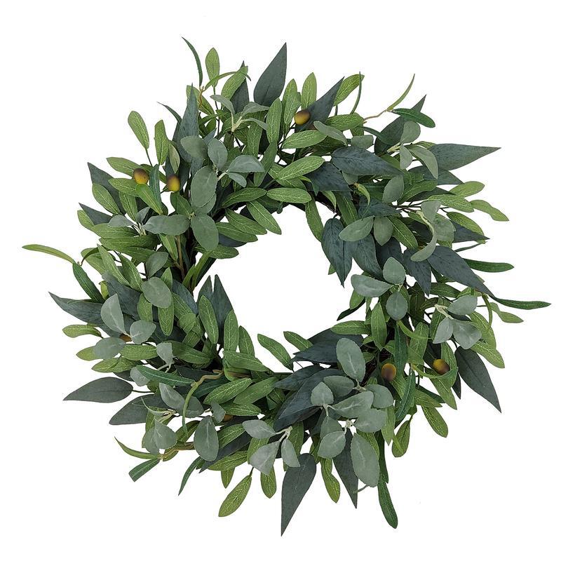 18 in Artificial Olive Leaves Wreath Indoor Decorative Greenery Home Decor New