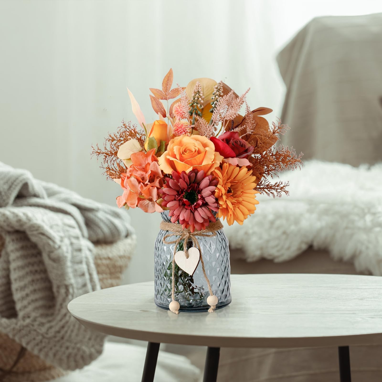 Fake Fall Flowers in Vase,Fall Silk Flower Arrangements,Fall Centerpieces for…