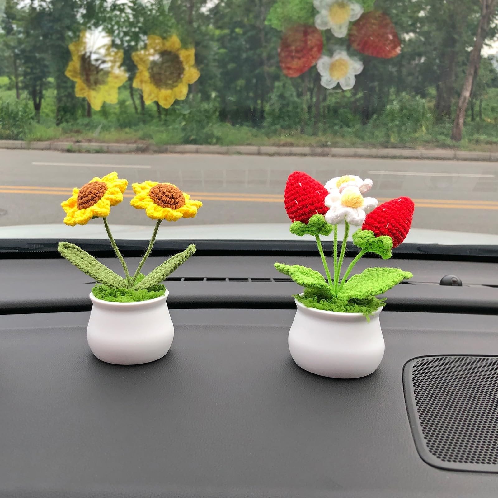 Flores de crochet: linda flor en maceta regalo para cumpleaños y día del maestro