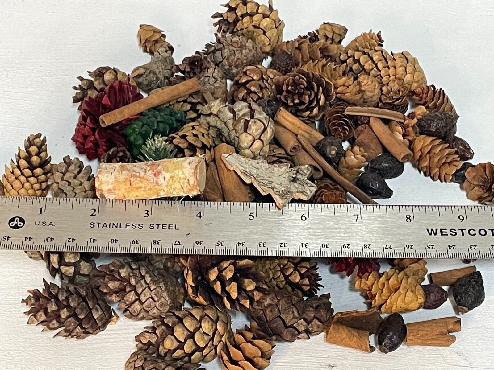 12 oz BOWL FILLERS Pinecones Cinnamon Wood Brown Red Green Rustic Fall Christmas