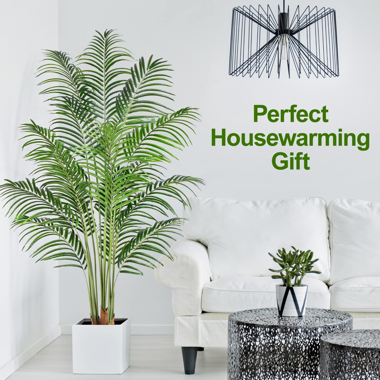 Artificial Palm Tree 6ft Tall Fake Palm Tree Indoor Decor with 18 Leaves and …