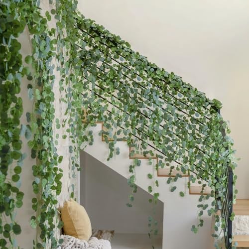 12 Pack 84Ft Eucalyptus Garland,Artificial Eucalyptus Leaves 84Ft-12Pack-Green