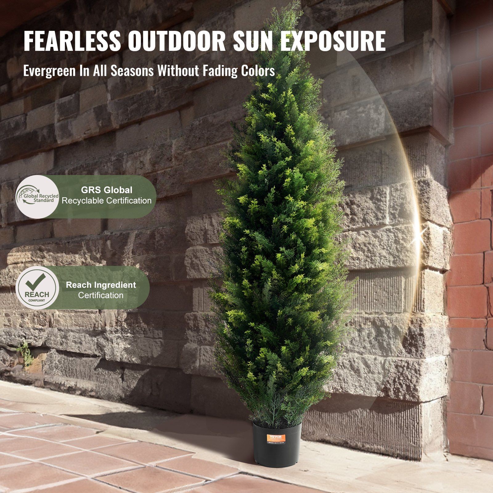 48in Shatterproof Cedar Trees 2 Pcs Heavy Gauge Trunk Faux Topiaries Anywhere
