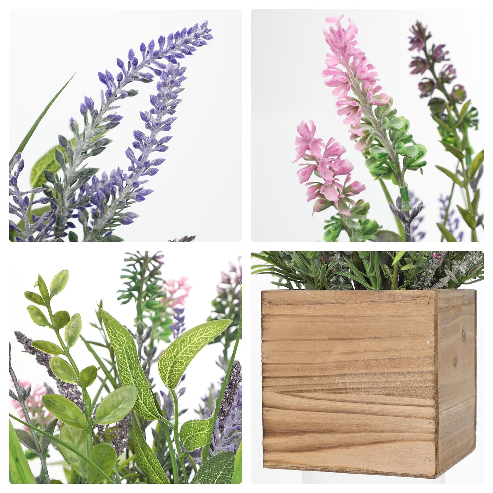 Rustic Lavender Flowers Artificial Lavender Decor Fake Lavender Plant in Wood…