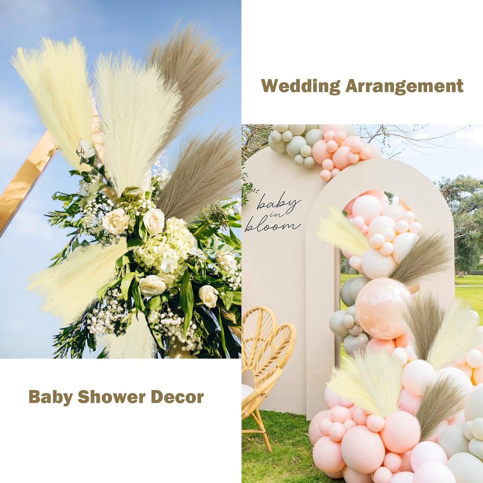 30pcs Faux Pampas Grass, 21.6in Fluffy Artificial Colored Pompas Grass Short …