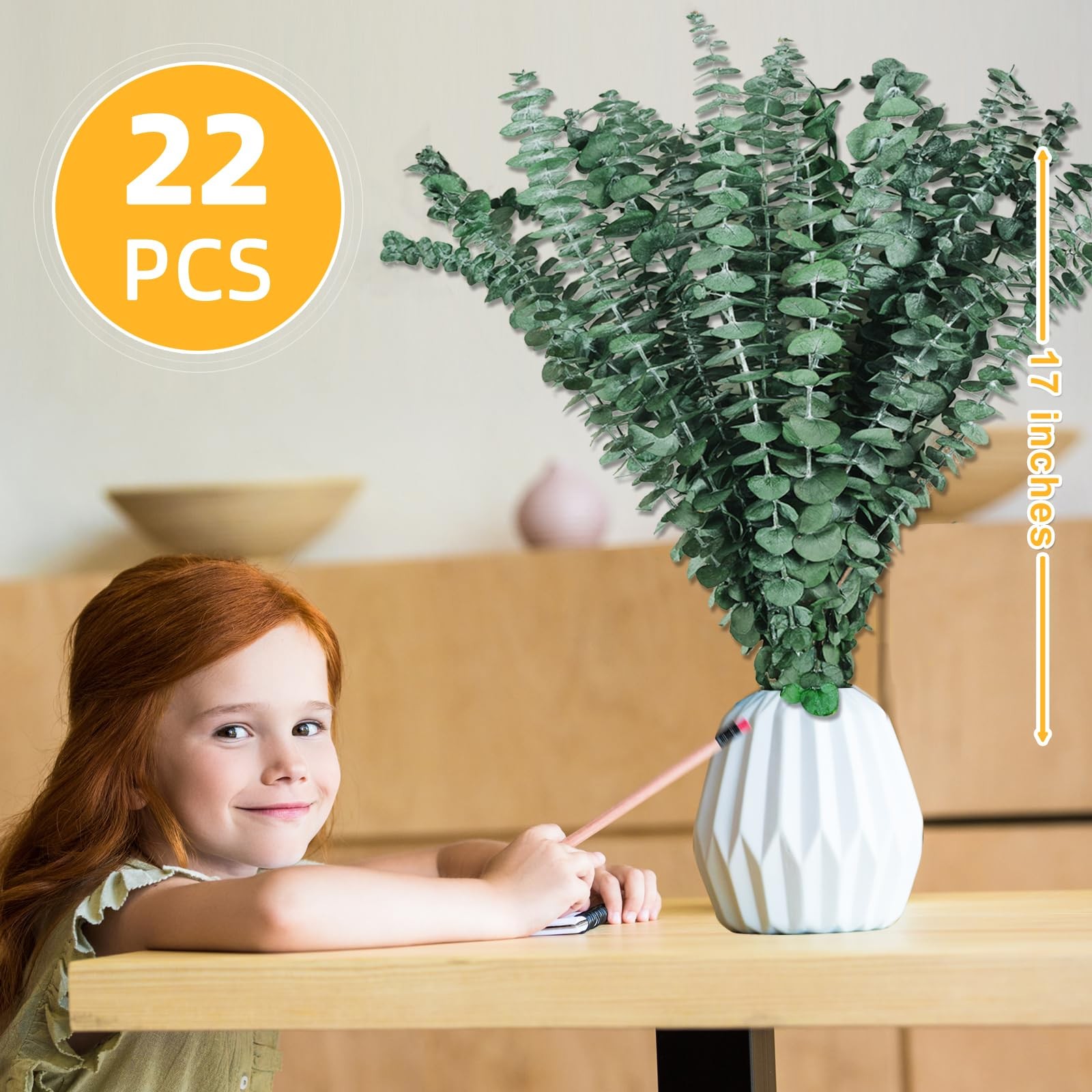 Dried Eucalyptus Bundle 22 Stems 17″ Fresh Real Leaves for Shower – Natural
