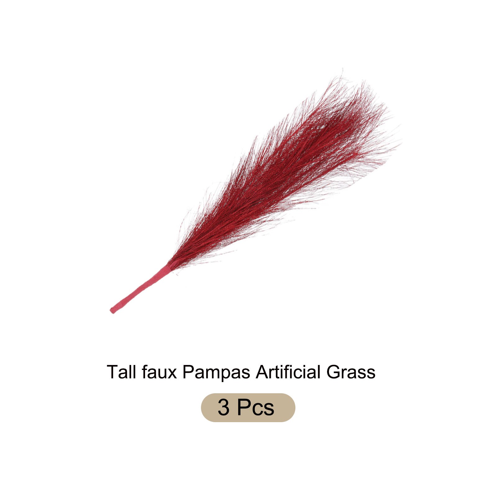Faux Pampas Grass Fake Pampas Grass Decor, 17.7″/45cm / Red / 3 Pcs