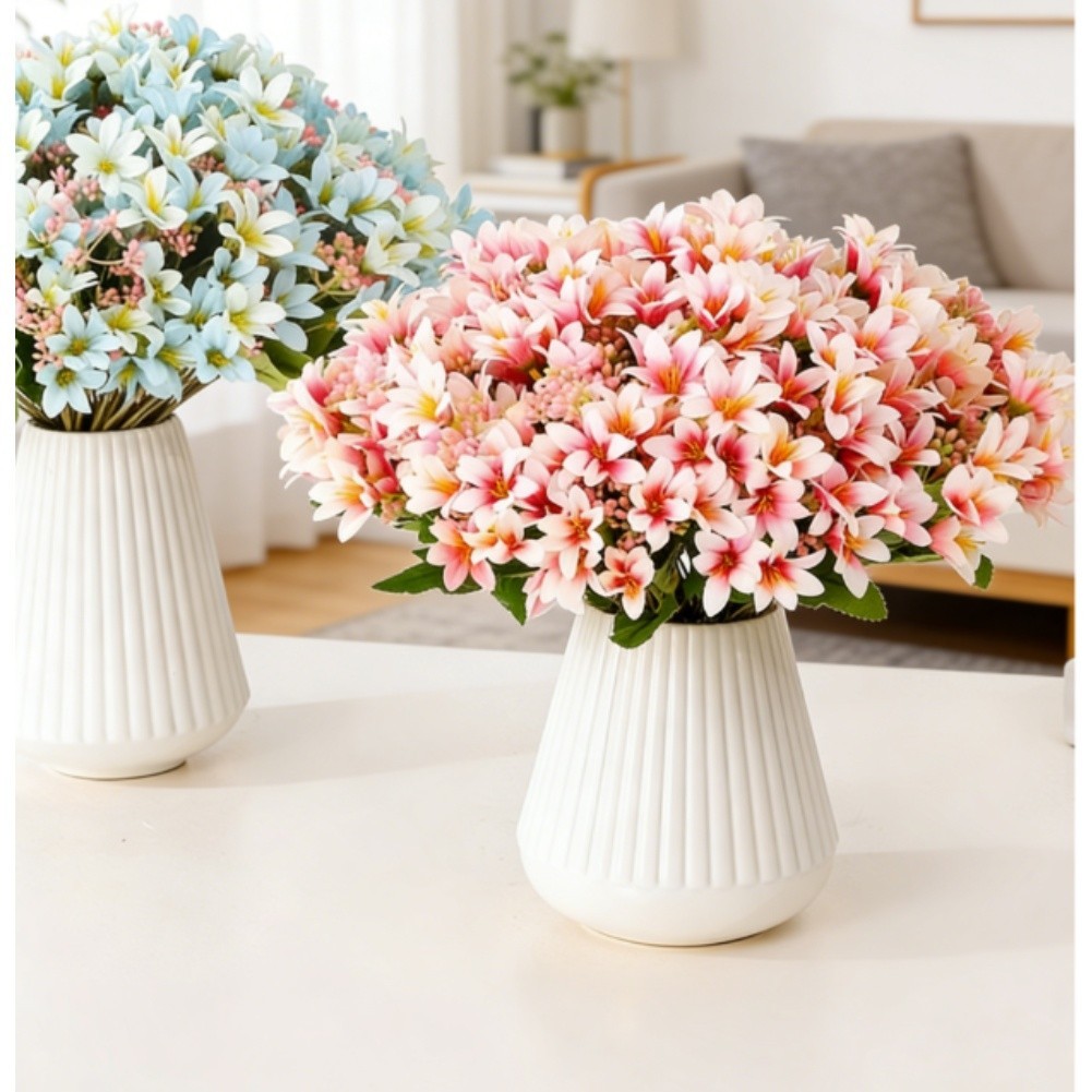 Artificial Lily Bouquet Silk Cloth 18 Stems for Modern Minimalist Decor 32cm