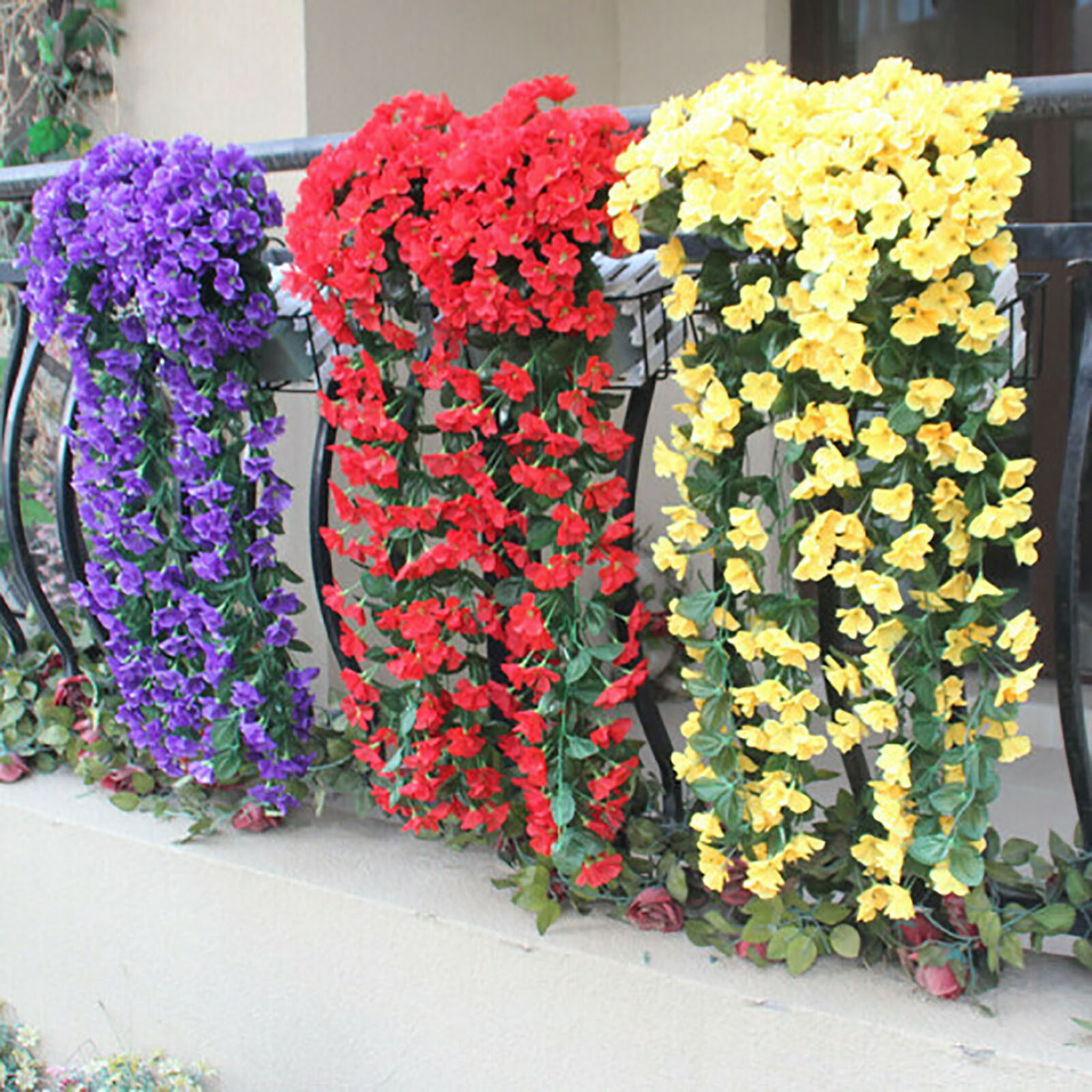 Vivids Artificial Hanging Orchid Bunch Hanging Flowers Artificial Violet Flower