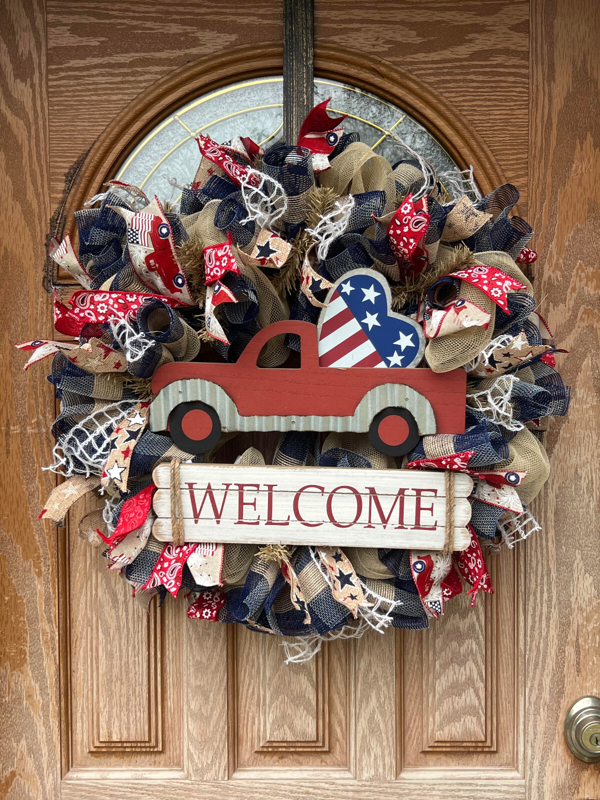 Deco Mesh Wreath| Welcome Front Door Wreath| Home decor | Americana
