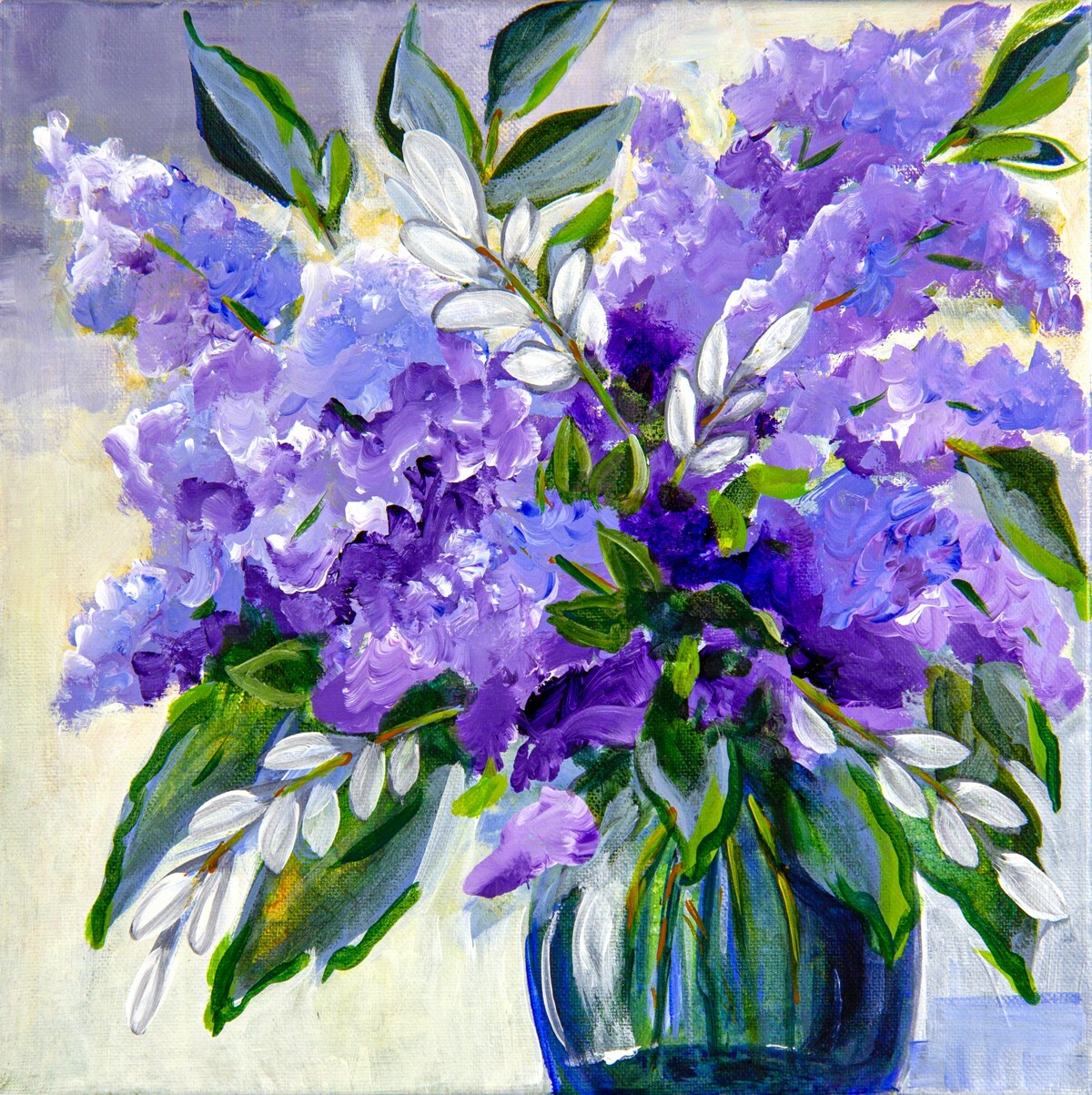 Lilacs Contemporary Art Floral on canvas, original painting direct from artist