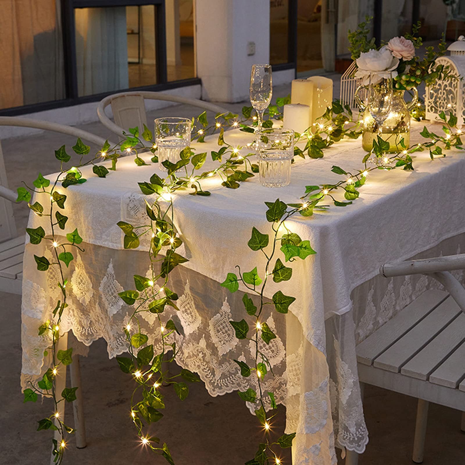 12 Packs Artificial Ivy, 84FT Garland Hanging Plants Fake Vines with 200 LED …