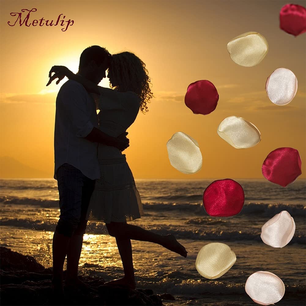 200 PCS Silk Rose Petals Burgundy Gold Pink Fake Flower Wedding Centerpiece