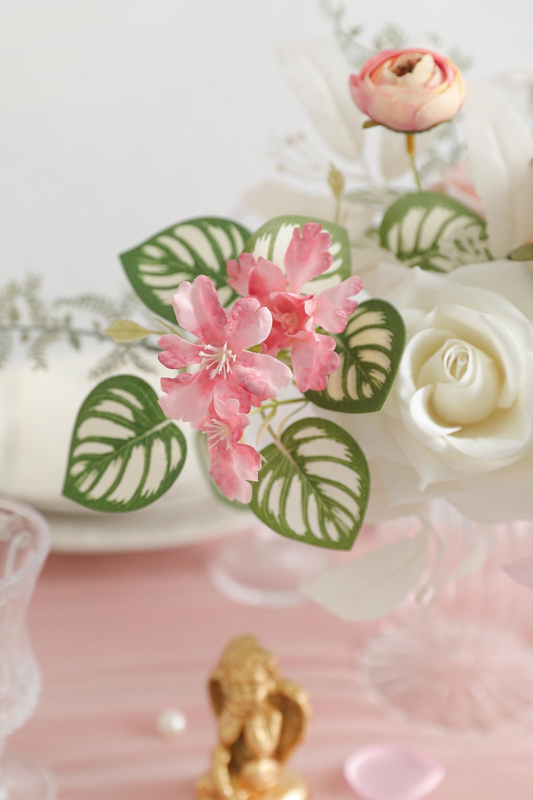 White Pink Artificial Flowers Silk Fake Roses Peonies Greenery Combo Box Set …