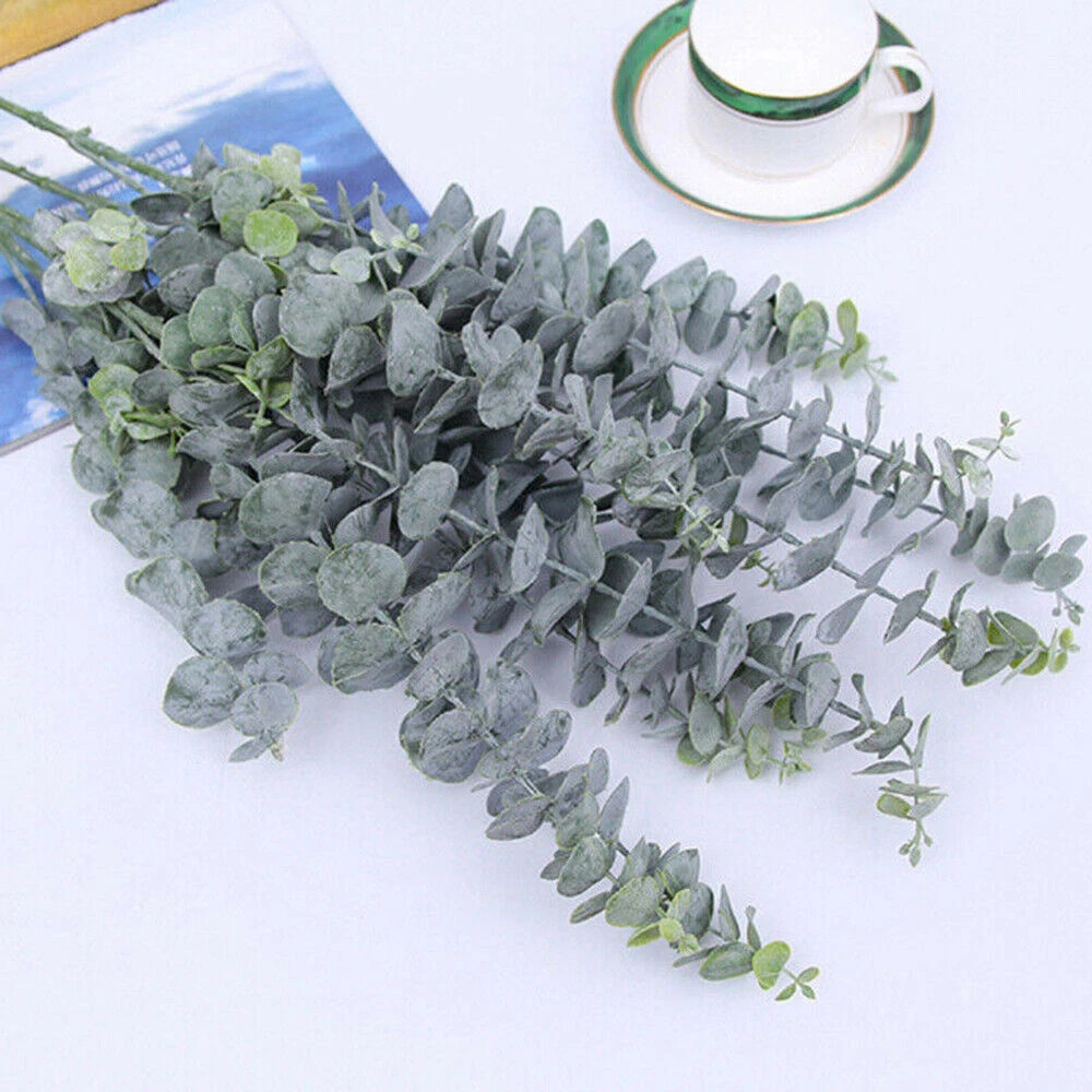3 Pcs 30″ Long Eucalyptus Stems Artificial Greenery Stems Eucalyptus Home Decor
