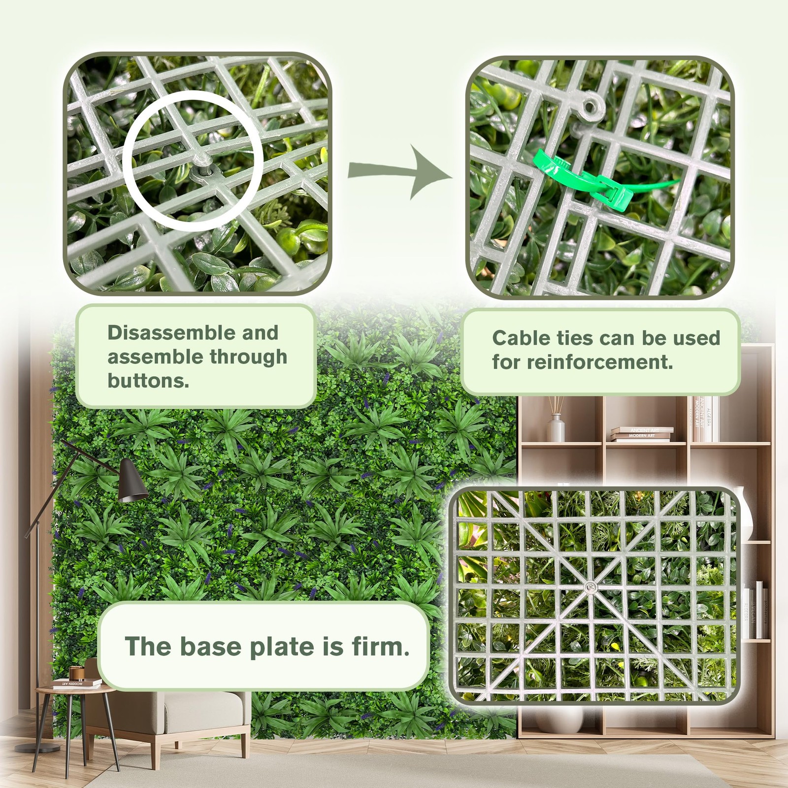 DOPGIB 48″x120″(40 SQFT), Artificial Green Grass Wall Boxwood Plant Roll