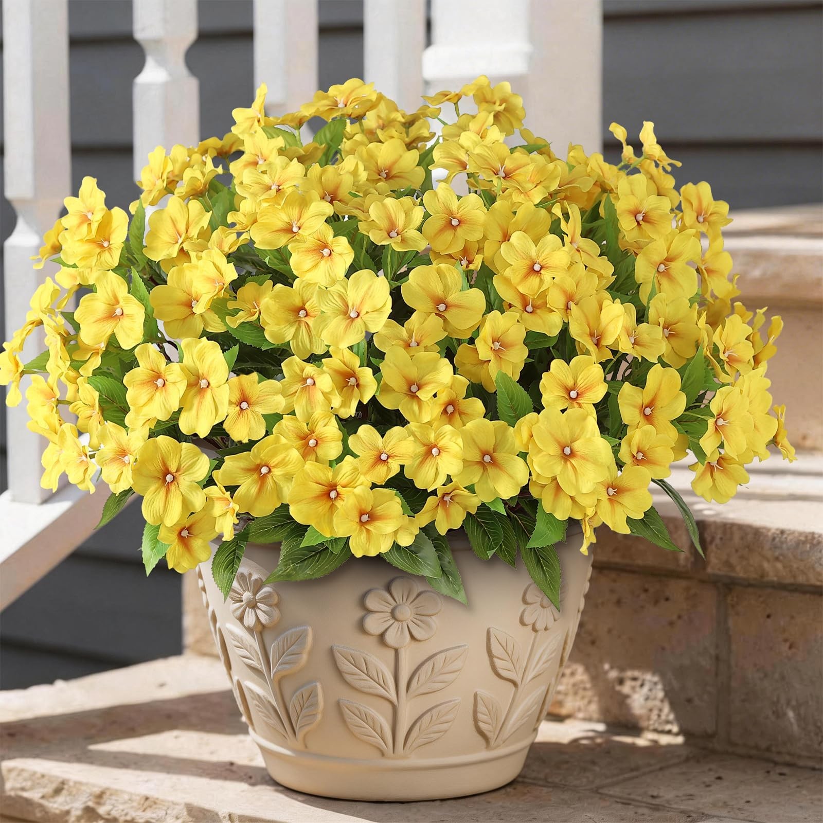 8 Bundles Artificial Impatiens for Outdoor Spring Summer Decor, No Fade Silk …