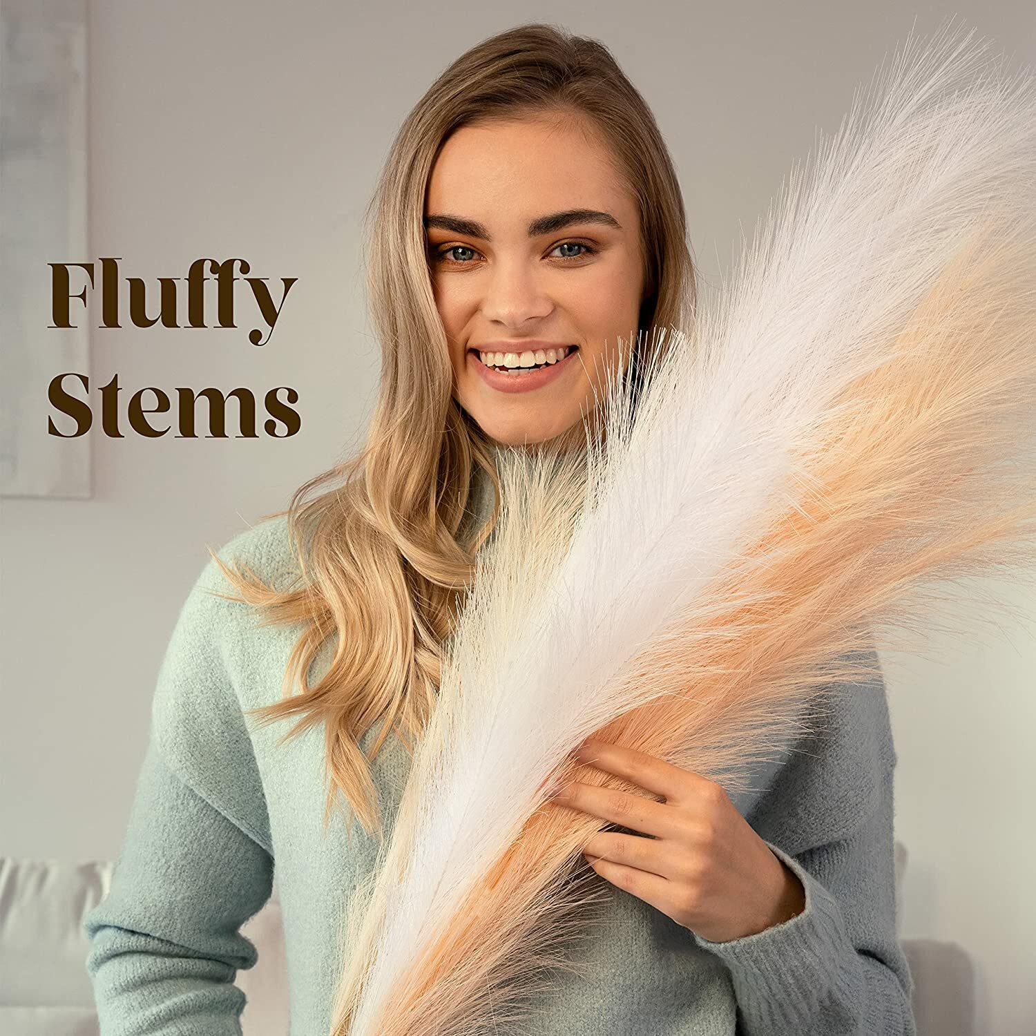 3Pcs 43 Inches Tall Faux Pampas Grass Decor – Artificial Pompous Grass Large