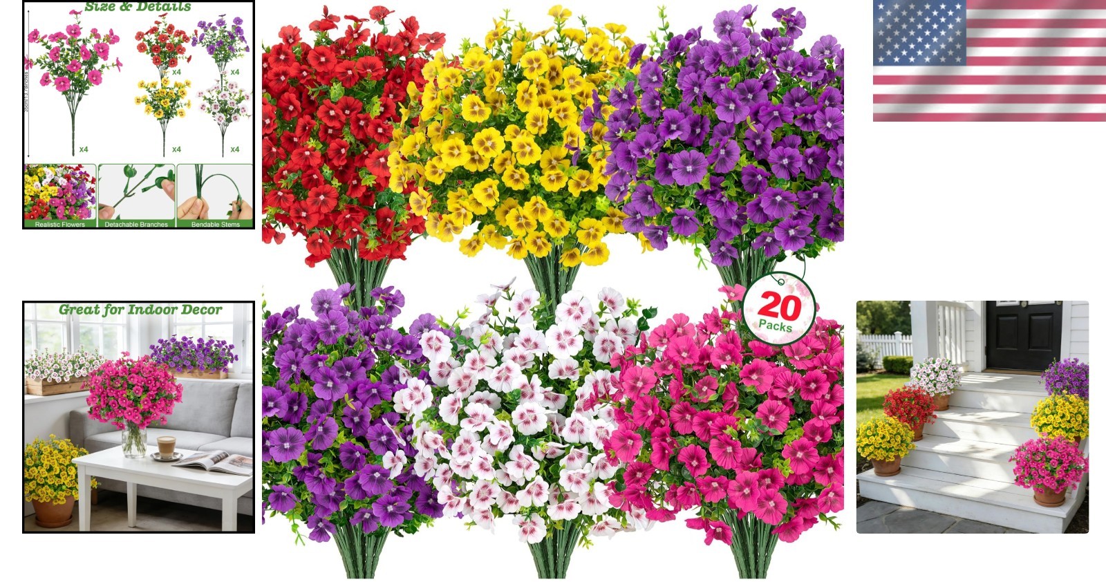 Low-Maintenance 20 Count Mixed Silk Flowers for Chic Home and Garden Designs