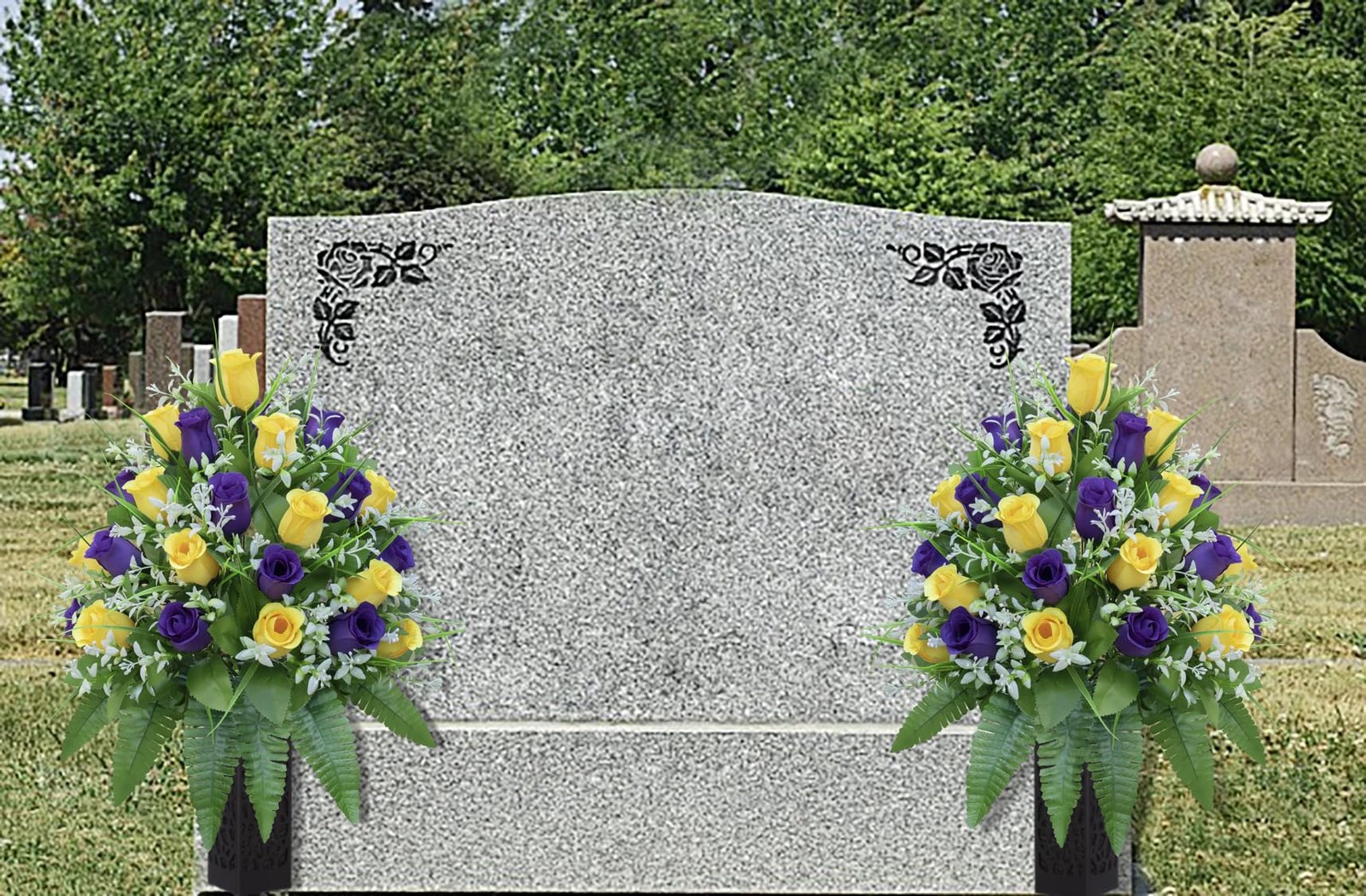 LVXINLI Artificial Cemetery Flowers, Gravesite Decoration Roses, Memorial Bou…