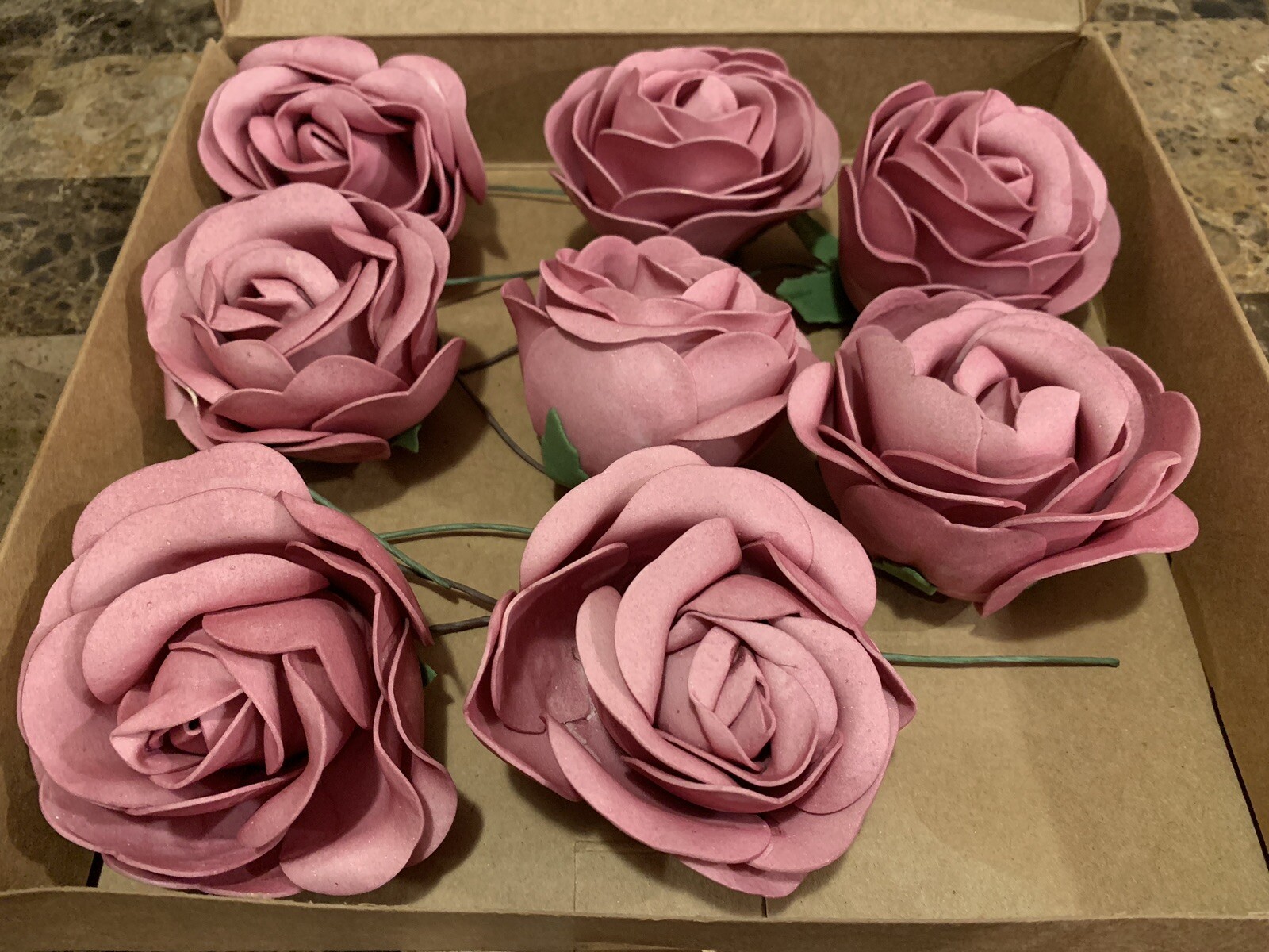 Ling’s Moment Realistic Artificial Roses Flowers 8pc Dusty Pink Rose DIY Wedding