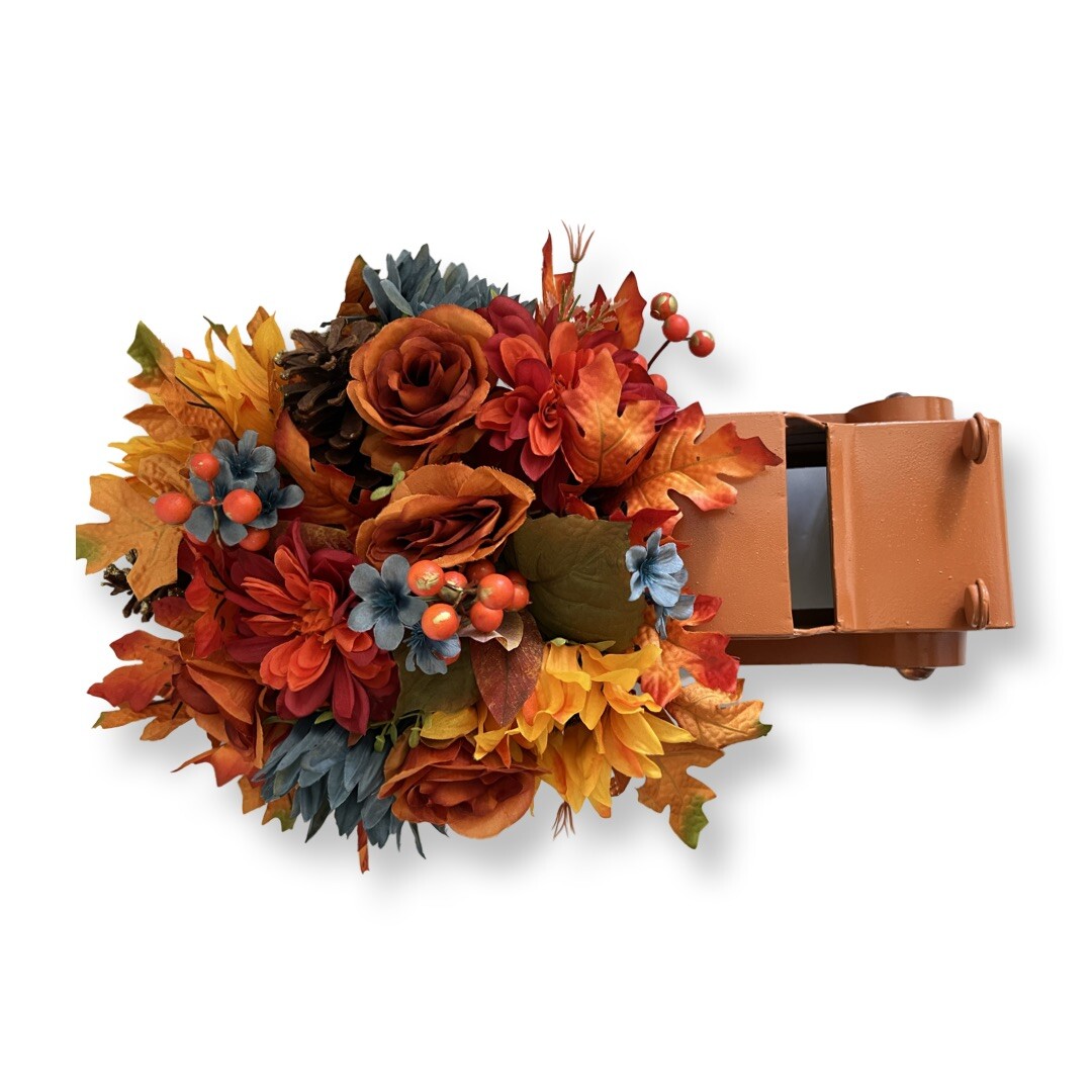 Large Autumn Table Top Old fashion Truck Floral Arrangement 19in Long