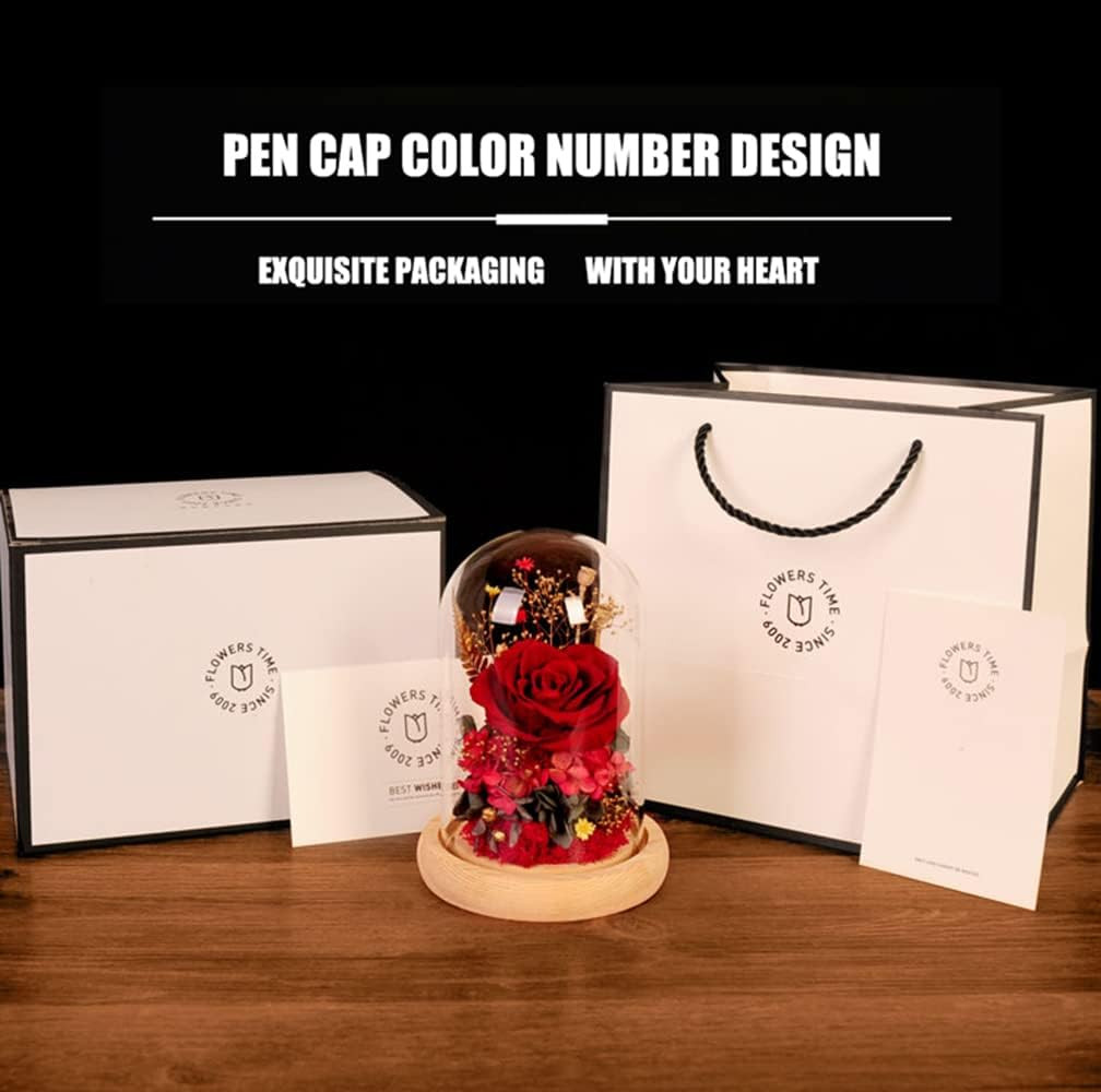 Eternal Rose Gift Set in Glass Dome – Red | Preserved Rose with LED Light | Vale