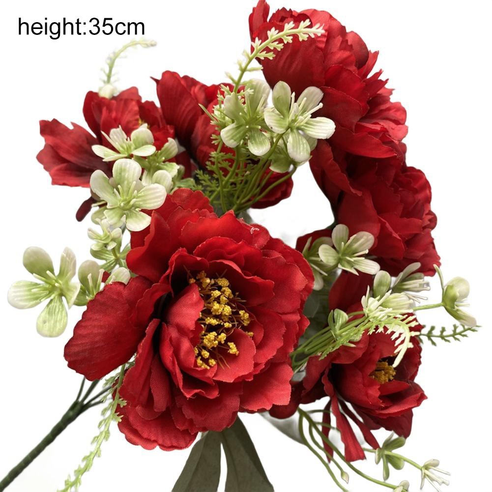 Silk Cloth Peony Bouquet Artificial Flowers for Home Event and Room Decor