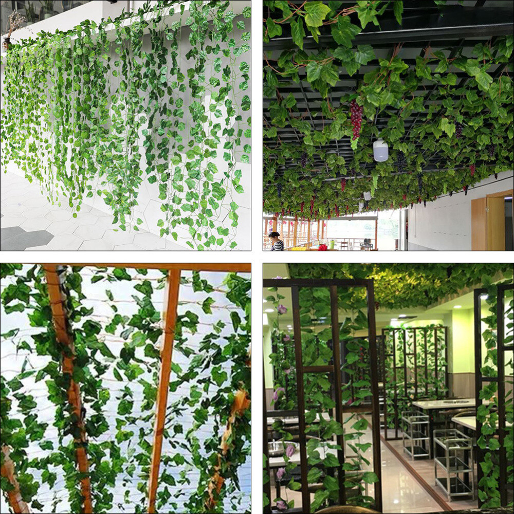12 Pcs Decoration for Vines Fake Plants Green Leaves Office