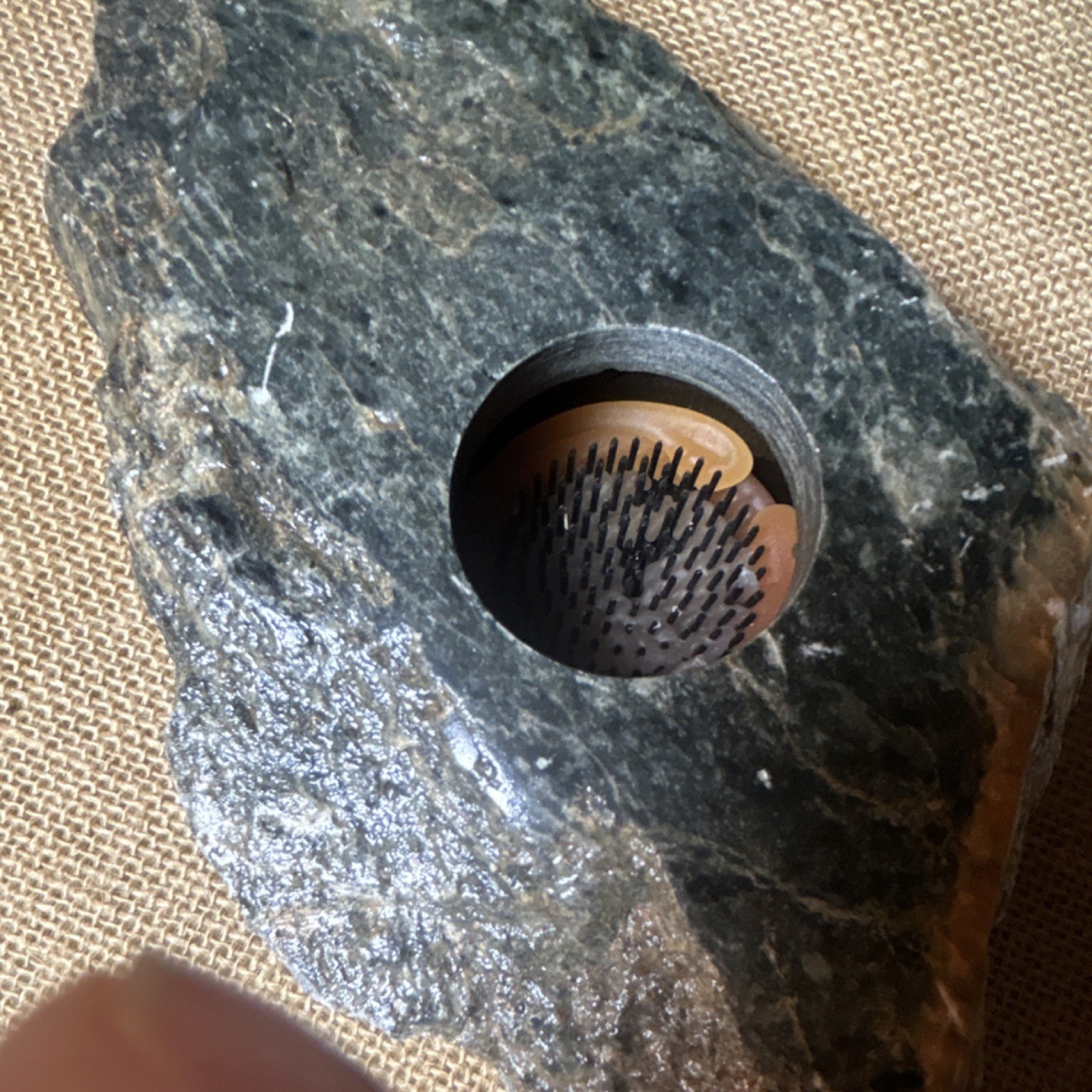 vintage slate stone ikebana vase traditional Japanese flower decor Metal Frog