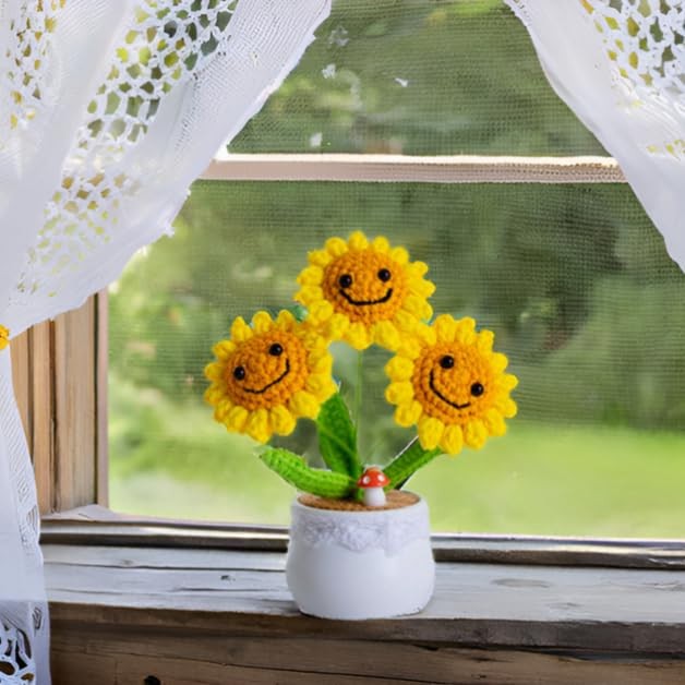 vaiyiyav Finish Mini Crochet Flowers, Smiley Sunflowers, Crochet Sunflowers, …