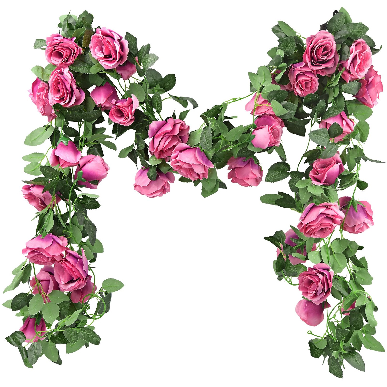 FiveSeasonStuff 29 Ft 4 Pack Rose Silk Flower Garland Artificial Flowers Deco…