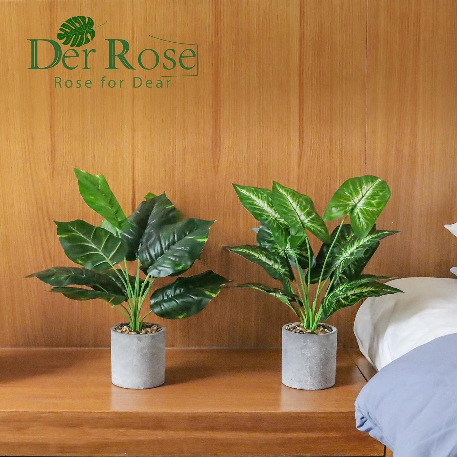 2 Pack 16″ Indoor Fake Plants Sage Green for Office Desk Decor | Tropical Artifi