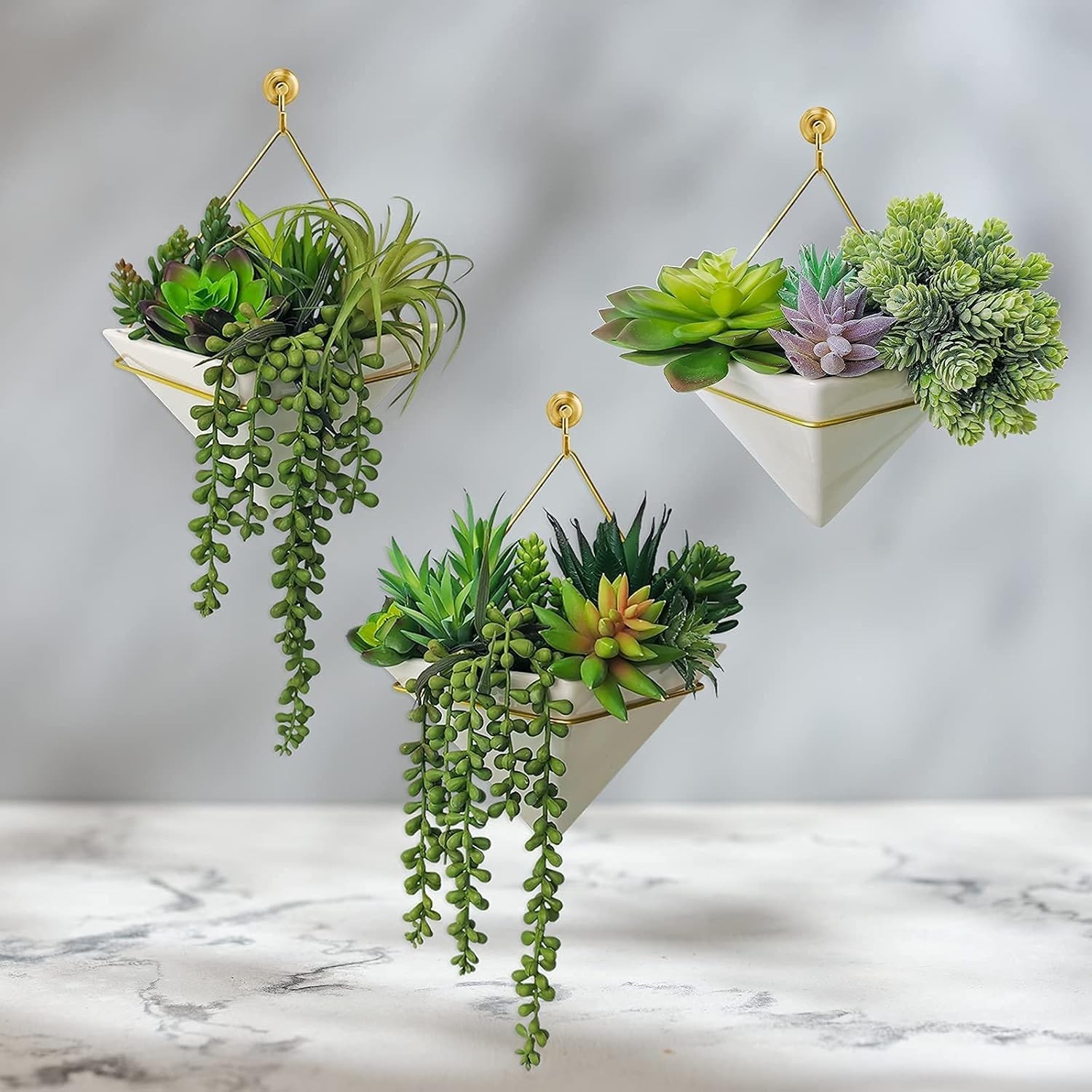 19 Pcs Assorted Artificial Succulents Plants Unpotted Small Green Hanging Suc…