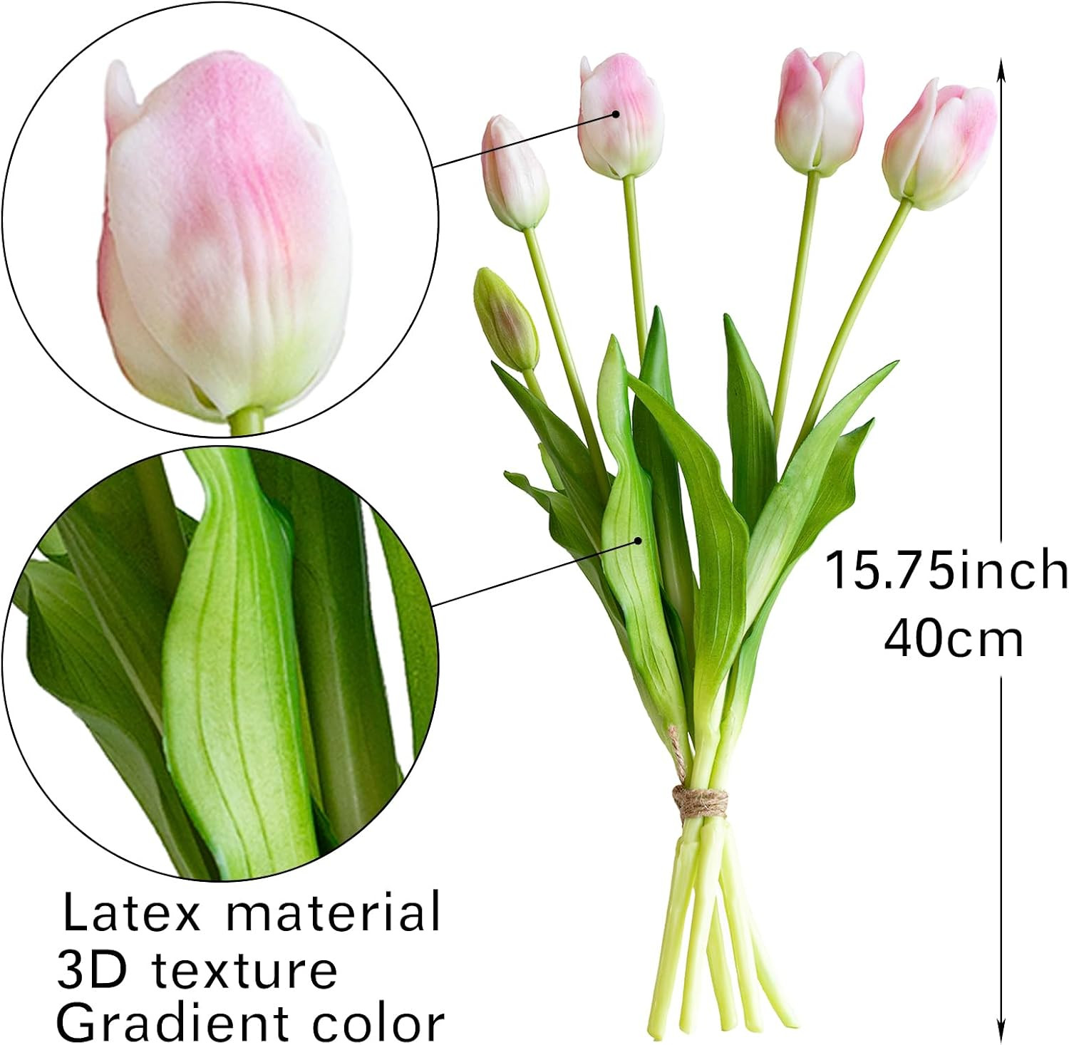 Artificial Tulips Flowers,Soft Touch Latex Bouquet, Fake Tulips,Spring Wedding H
