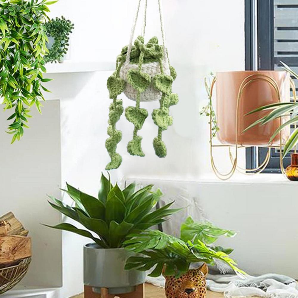 Hanging Car Crochet Handmade Succulent Pot Plant Ornaments Interior Accessories