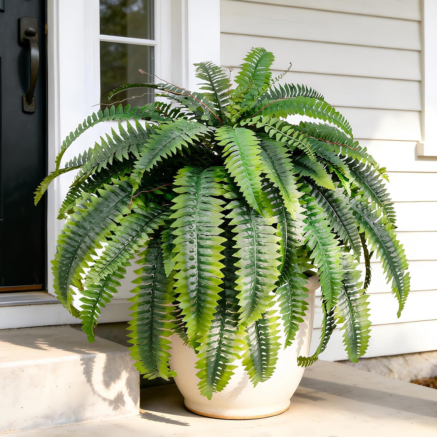2Pcs 45In Artificial Boston Fake Ferns Large, UV Resistant Artificial Plants Out