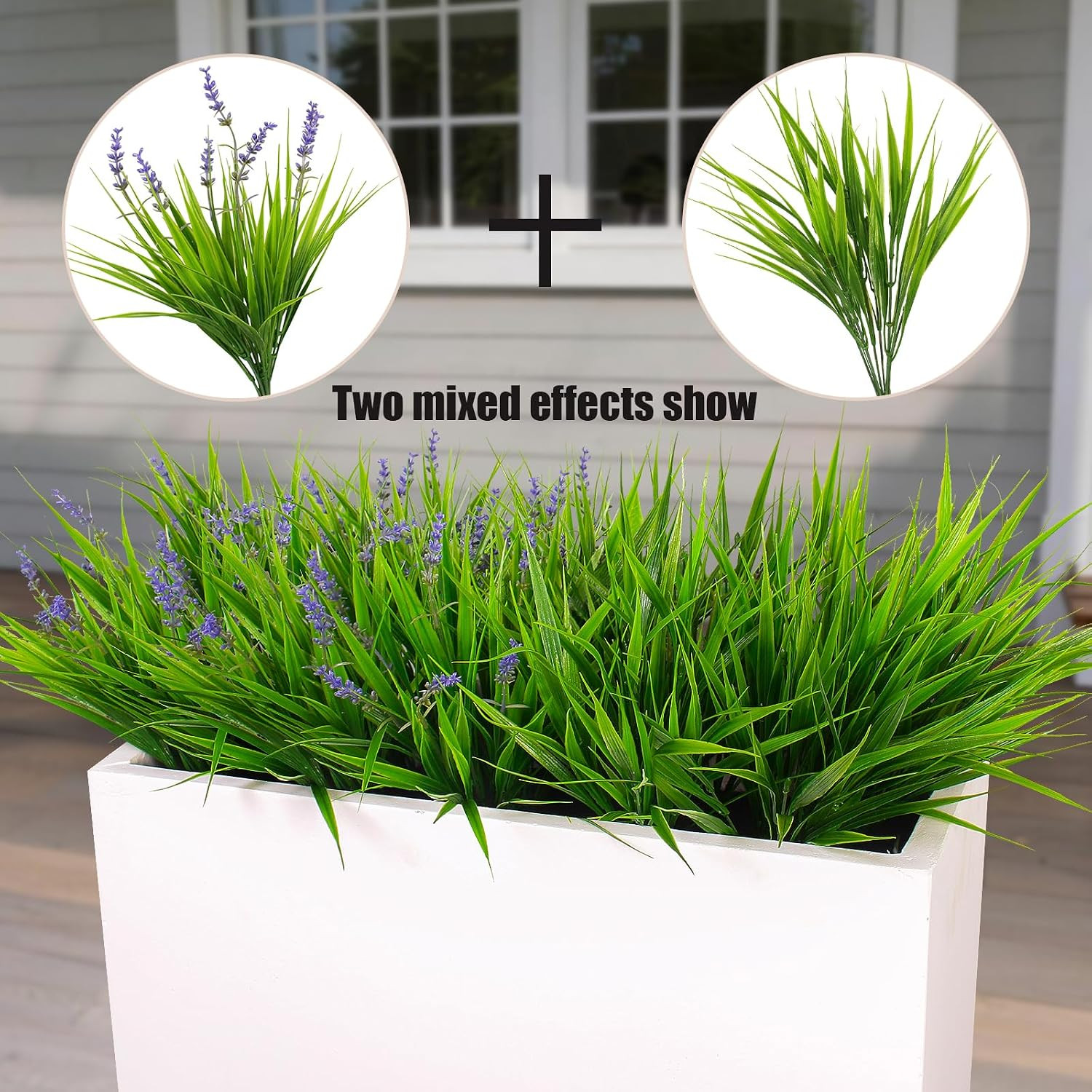 alyptus Artificial Plants Outdoor Fake Monkey Grass with Flowers for Pot