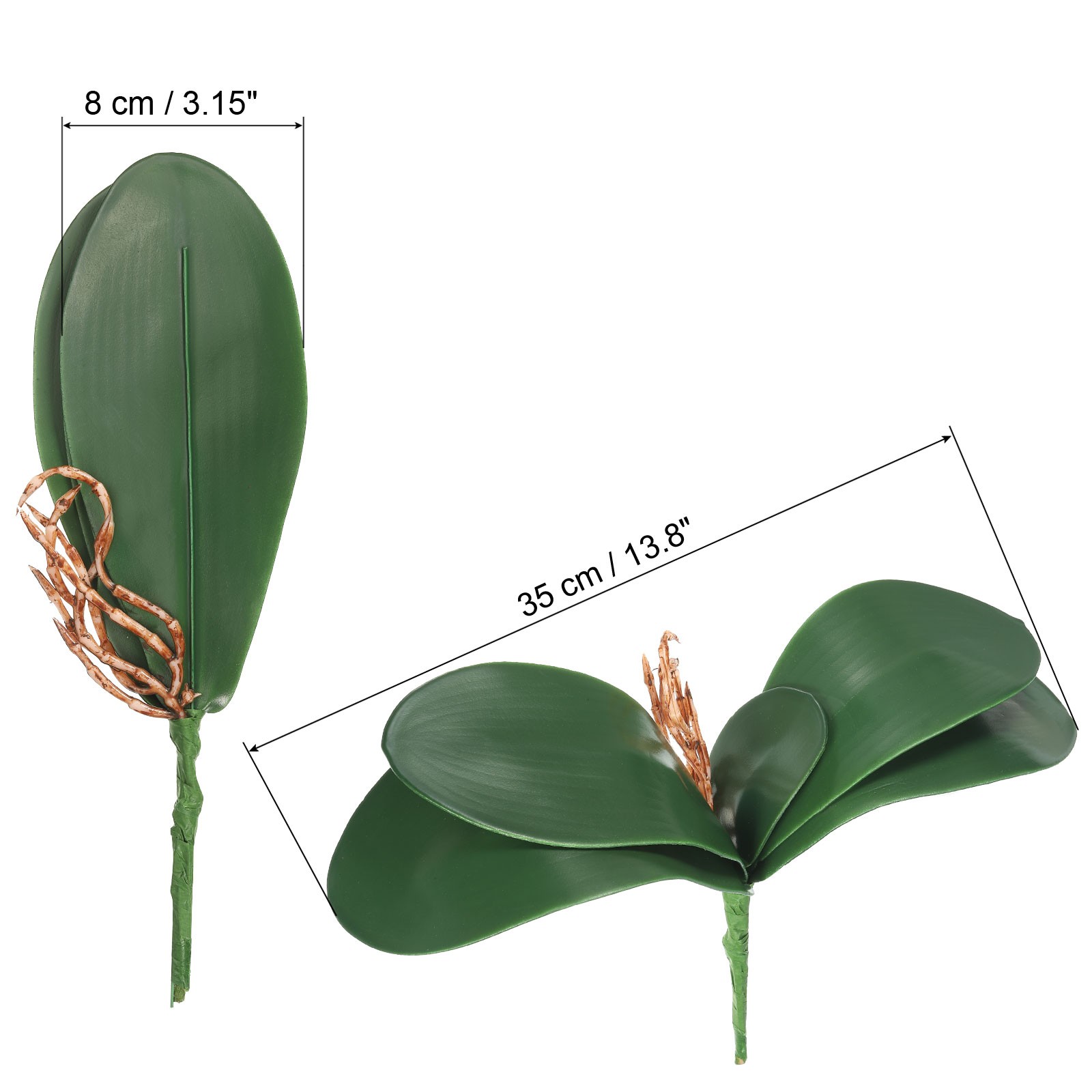 3 Pcs 10.43 Inch Faux Orchid Leaves 5 Petals Artificial Leaf with Stems