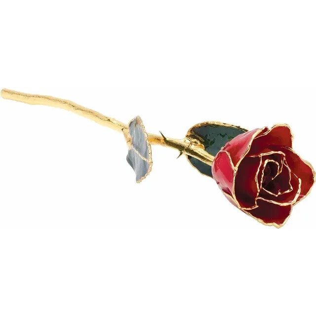 Genuine 24K Gold Red Rose