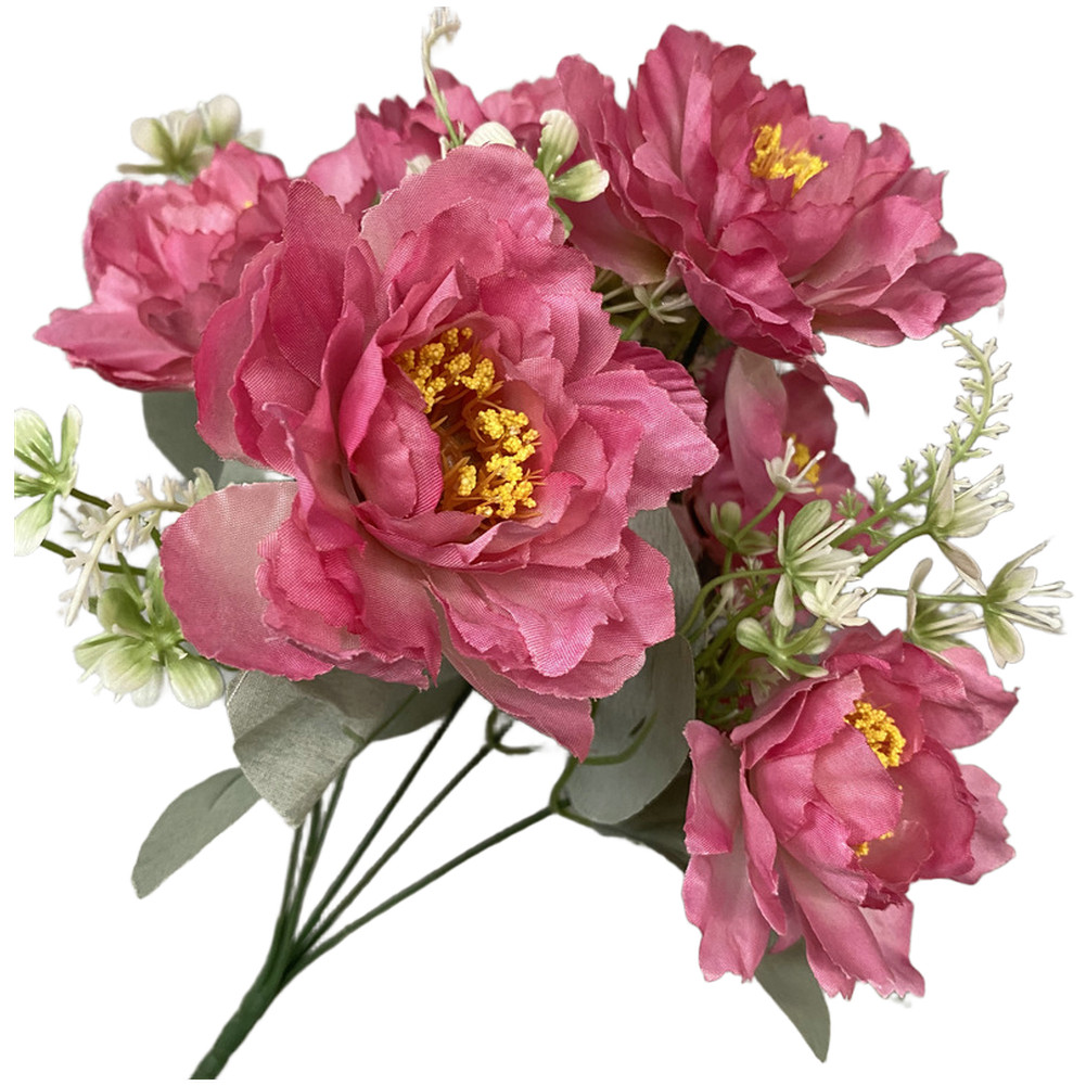 Artificial Peony Bouquet 6 Blooms 30cm Height for Home Office Event Decor