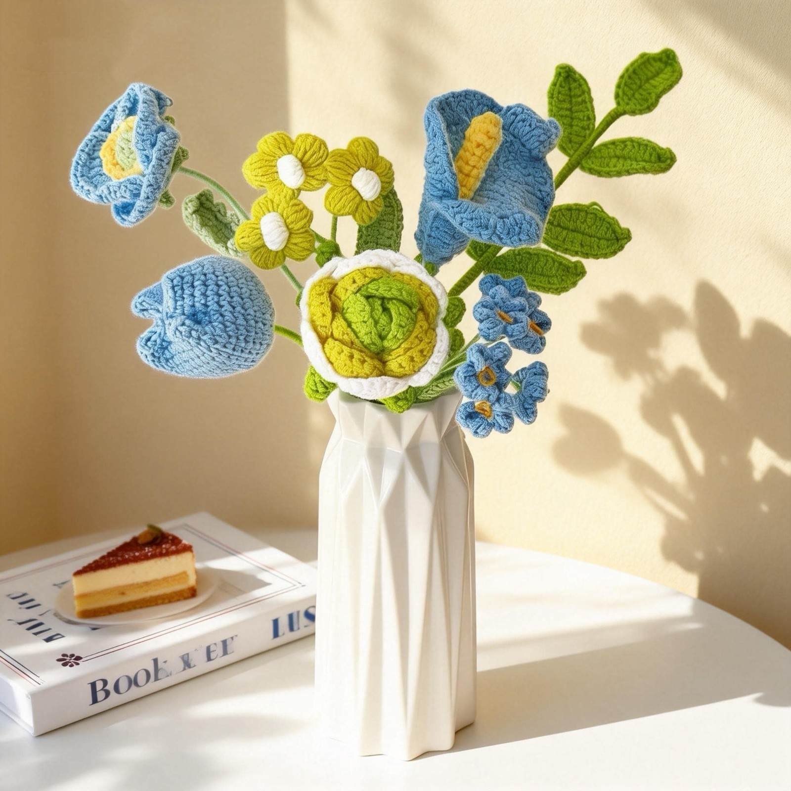 Crochet Flower Bouquet Handmade Sunflower Rose Yarn Home Decor Desk Decor Gift