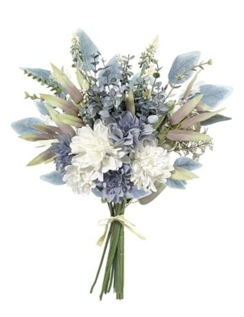 Artificial Flowers Bouquet, Silk Flowers Blue Fake Blue and White/No Vase