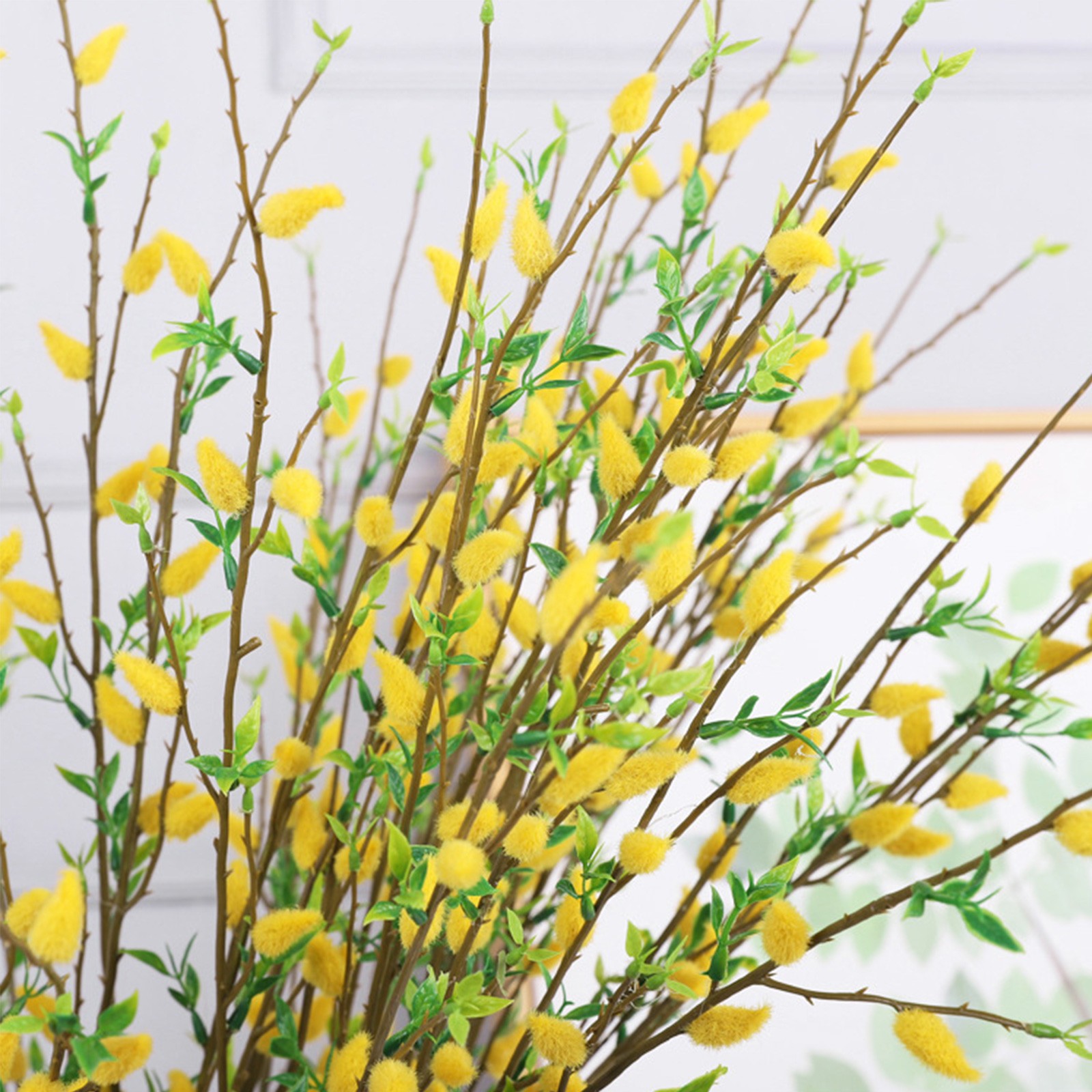 85cm Gray Faux Silver Stem Yellow Buds